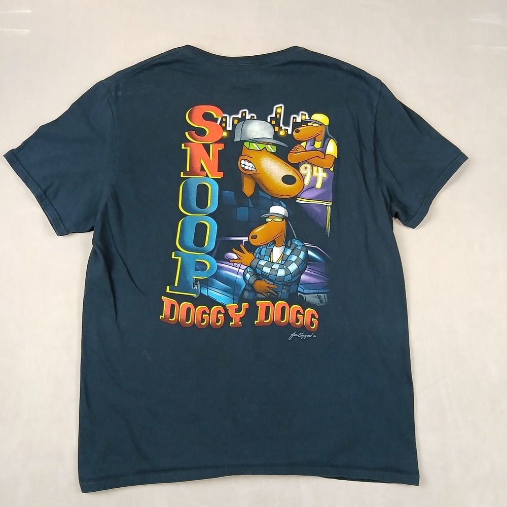 Joe Cool X Snoop Dogg Large Mens T Shirt Rap Graphic 20x27‎ Fits A Small DEFECTS